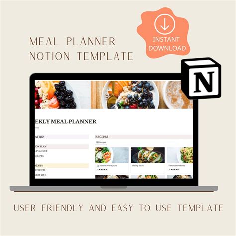 Notion meal prep dashboard example