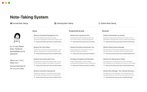 Notion Note-Taking Template