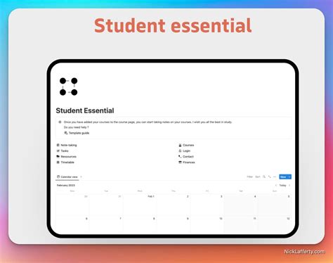 Notion Student Template Organization