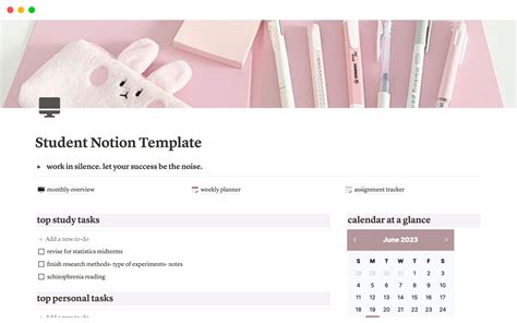 Notion Student Template Tasks