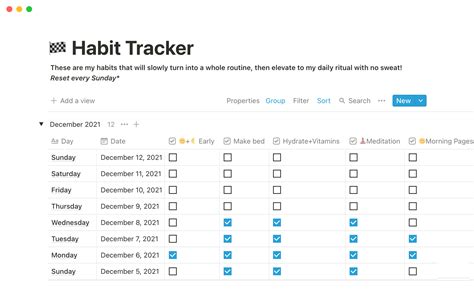 Notion Template Progress Tracking