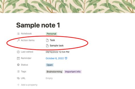 A screenshot of a Notion template