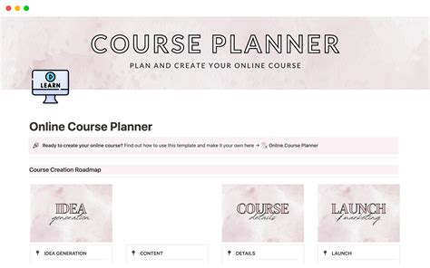 Notion Template for Course Planner