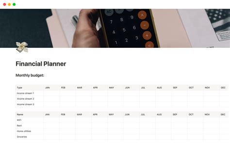 Notion Template for Financial Planning