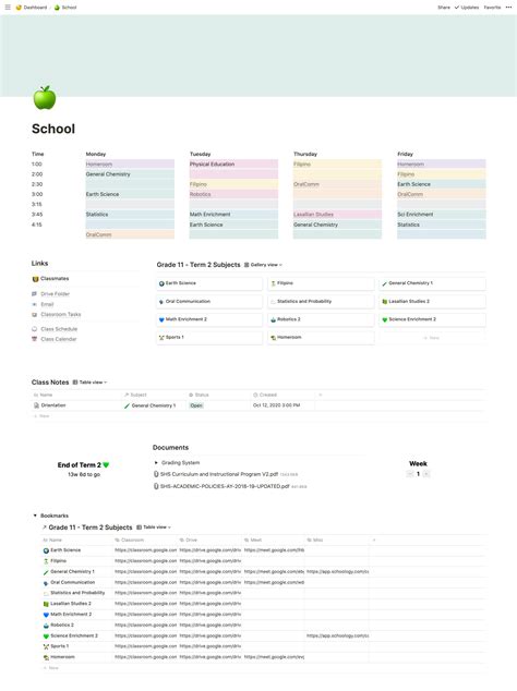 Notion Template for Study Schedule