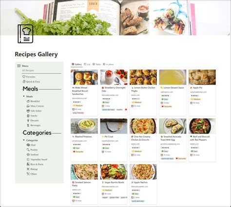 Notion Template Meal Planning App