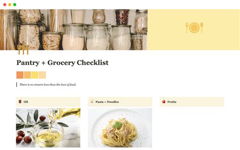 Notion template for pantry organization
