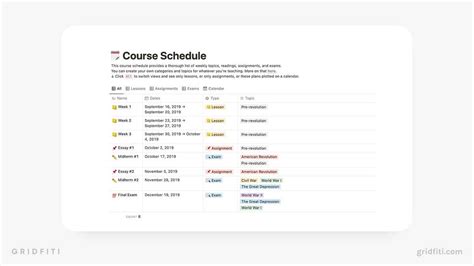 Notion Template for Study Schedule