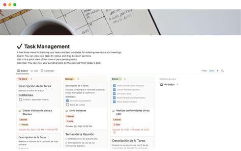 Notion Template Tasks Management