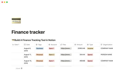 Notion templates for finances gallery 10