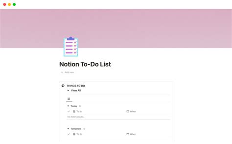 Design for Notion to-do list template