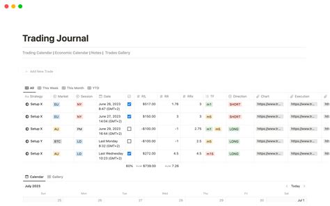 Notion Trading Journal Template