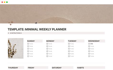 Notion Weekly Planner Template Designs