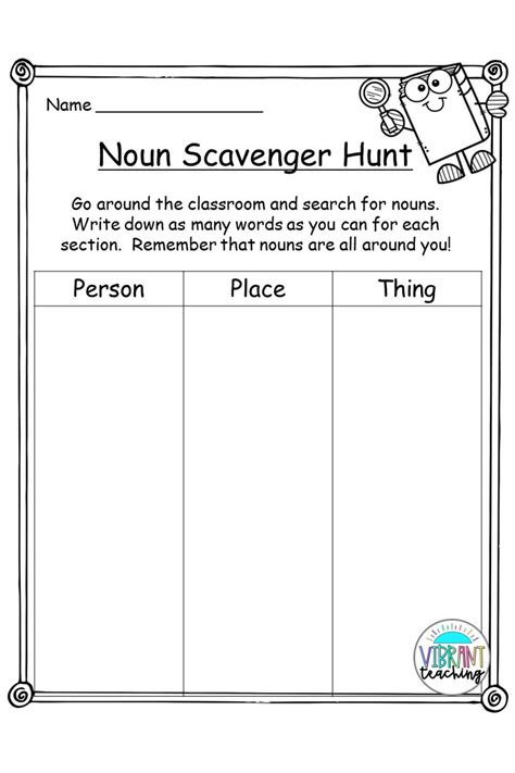 Noun Scavenger Hunt for Kids