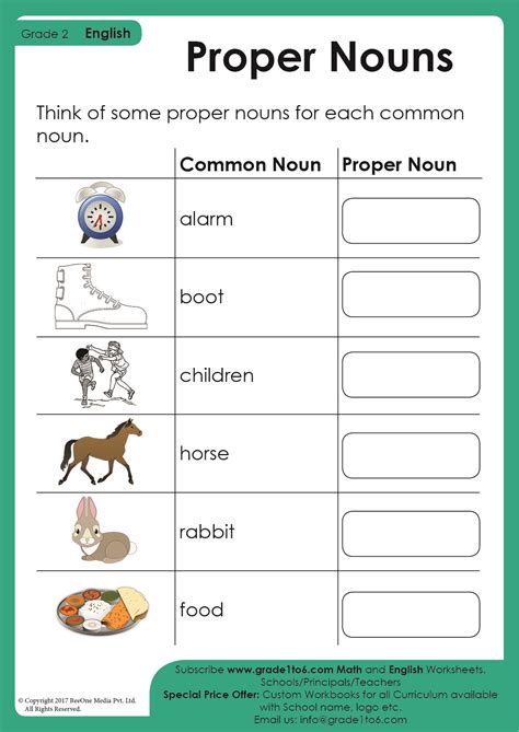 Noun Worksheet for Homeschooling