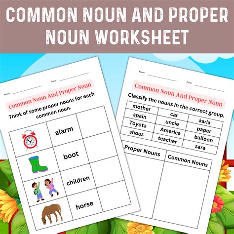 Noun Worksheet for Kids