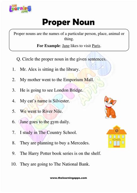 Noun Worksheet for Parents