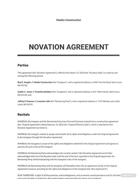 Novation Agreement Template 3