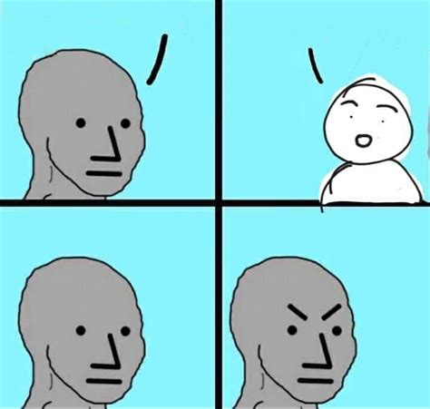 Angry NPC meme template creating engagement with questions