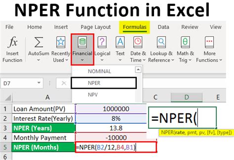 Using NPER Function in Excel