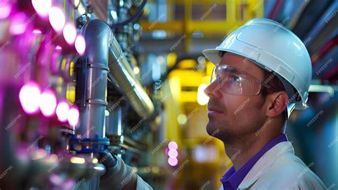 Nuclear engineer inspecting a reactor