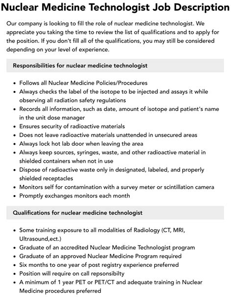 Nuclear Technician Job Responsibilities