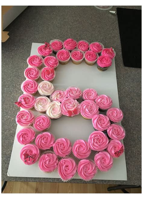 Number 6 cupcake cake template inspiration