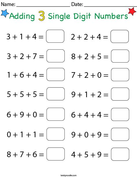 Number Addition Worksheets for Preschool and Kindergarten