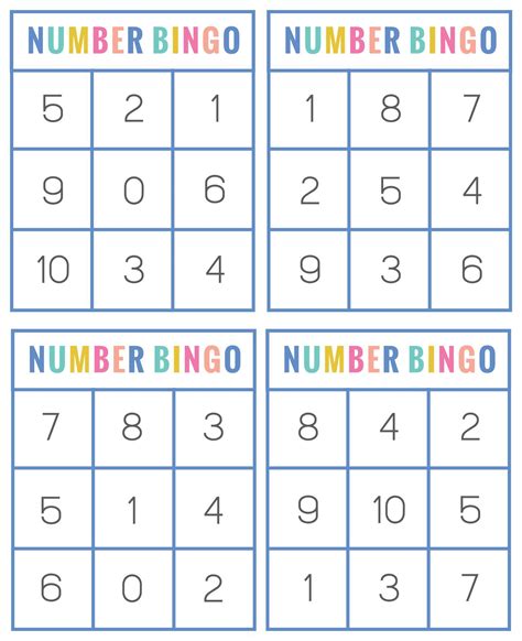 Number Bingo Printables for Kids