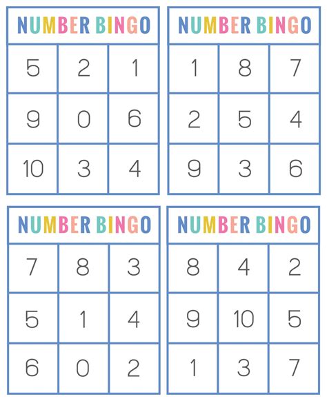 Number Bingo Template