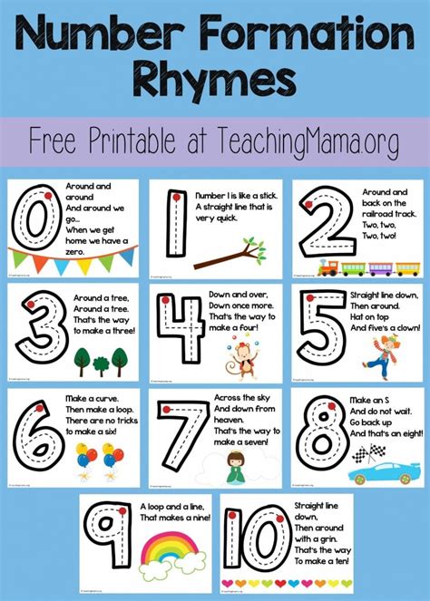 Number formation rhymes printables example 1