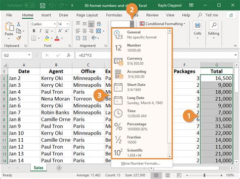 Using the Number Formatting option to standardize date formats