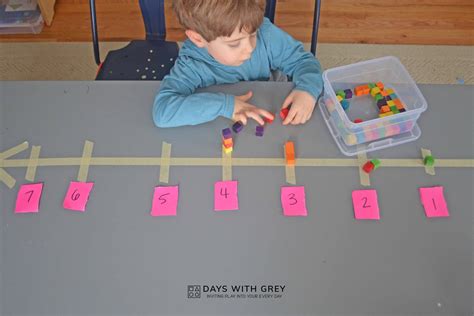 Number line with counting blocks