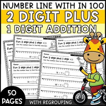 Image of a number line being used to represent 2-digit numbers