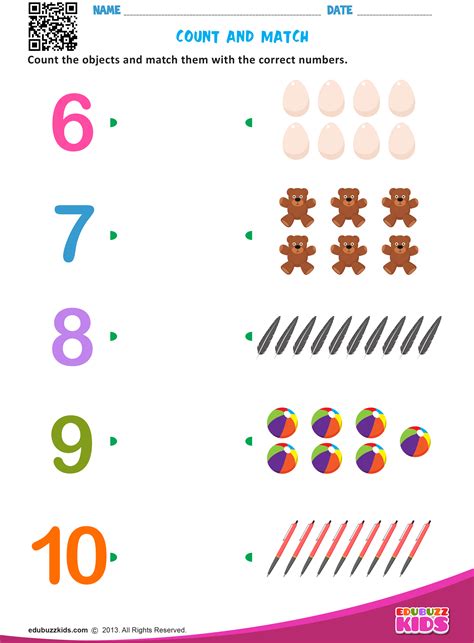 Number Matching Worksheets for Preschool and Kindergarten