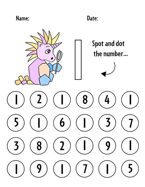 Number Recognition Worksheets for Preschool and Kindergarten