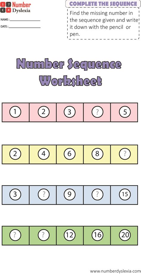 Number sequencing worksheets