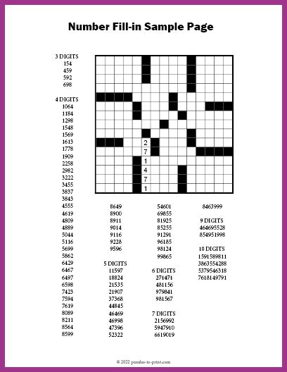 Number Fill-In Puzzle Example