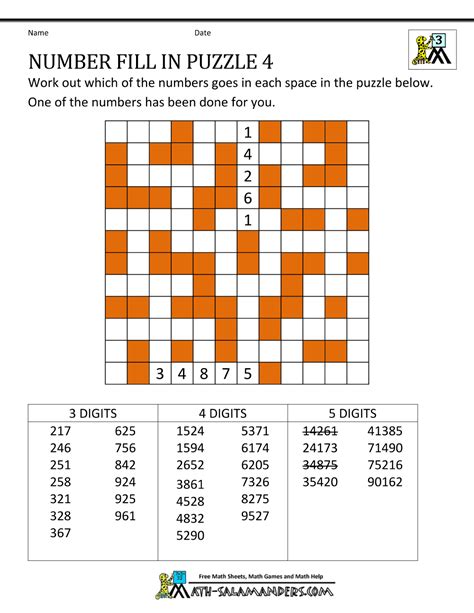 Number Fill-In Puzzle Fun