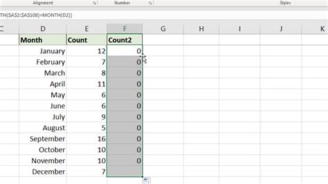 Converting numbers to months in Excel