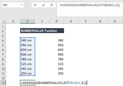 Numbervalue Function Example