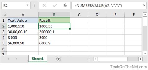 Numeric Value Function