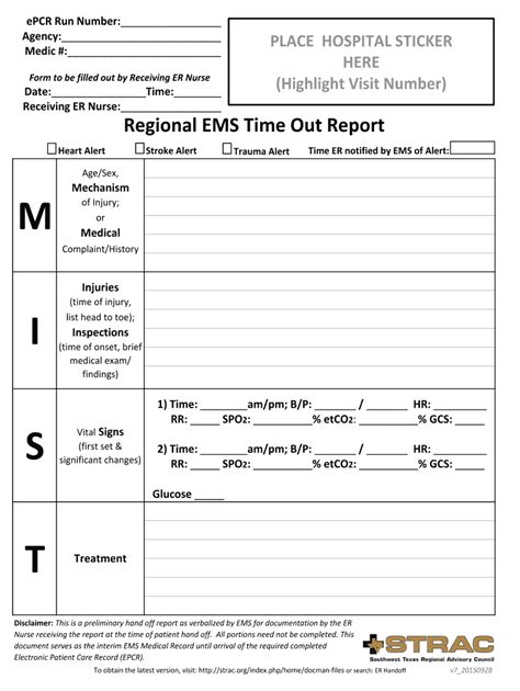 Nurse Handoff Report Template Format