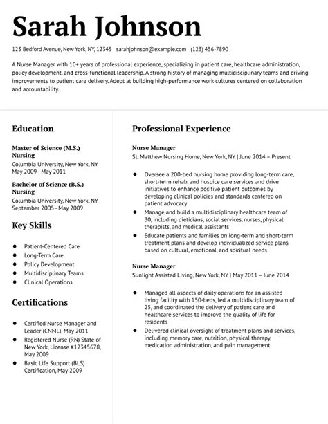 Nurse Manager Resume Template