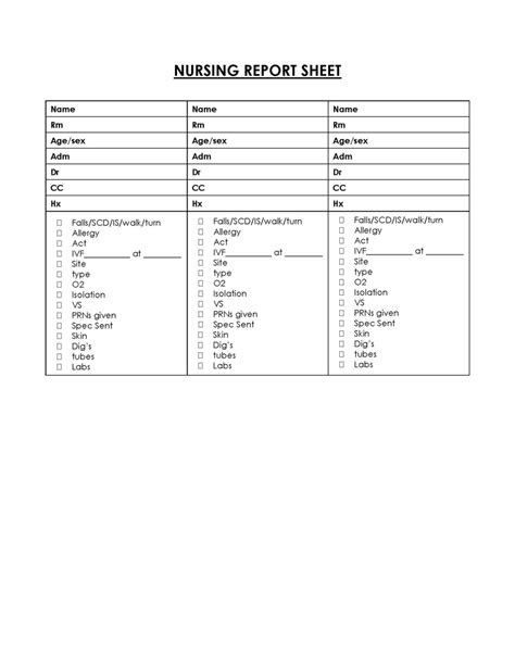 Benefits of using nurse report sheet templates