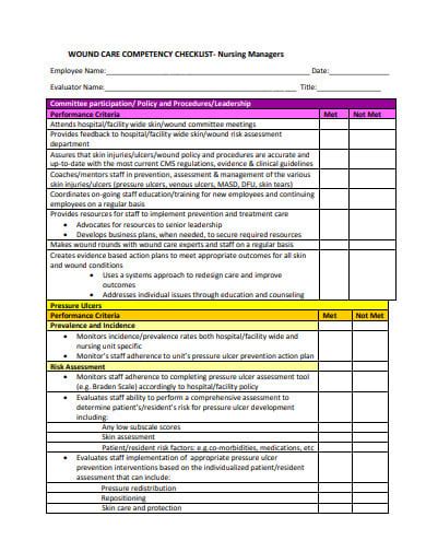 Nursing Competency Checklist Template