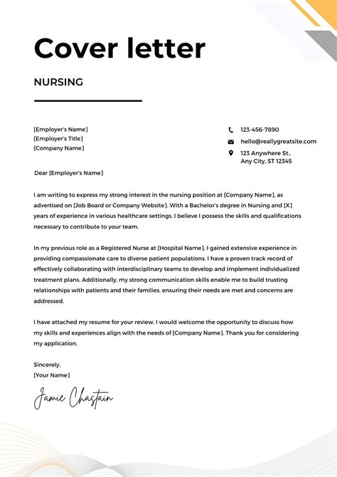 Nursing Job Cover Letter Example 6