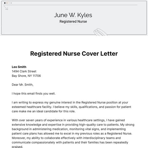 Nursing Cover Letter Template Example 5