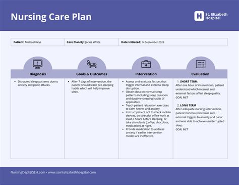 Nursing Diagnosis and Care Plan Template