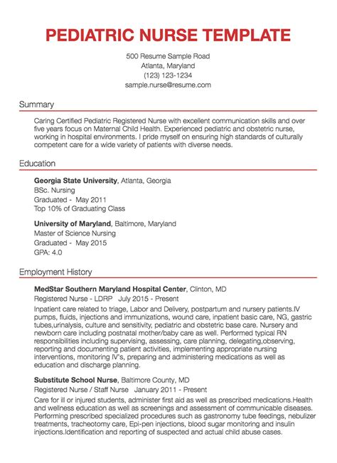 Nursing Resume Example